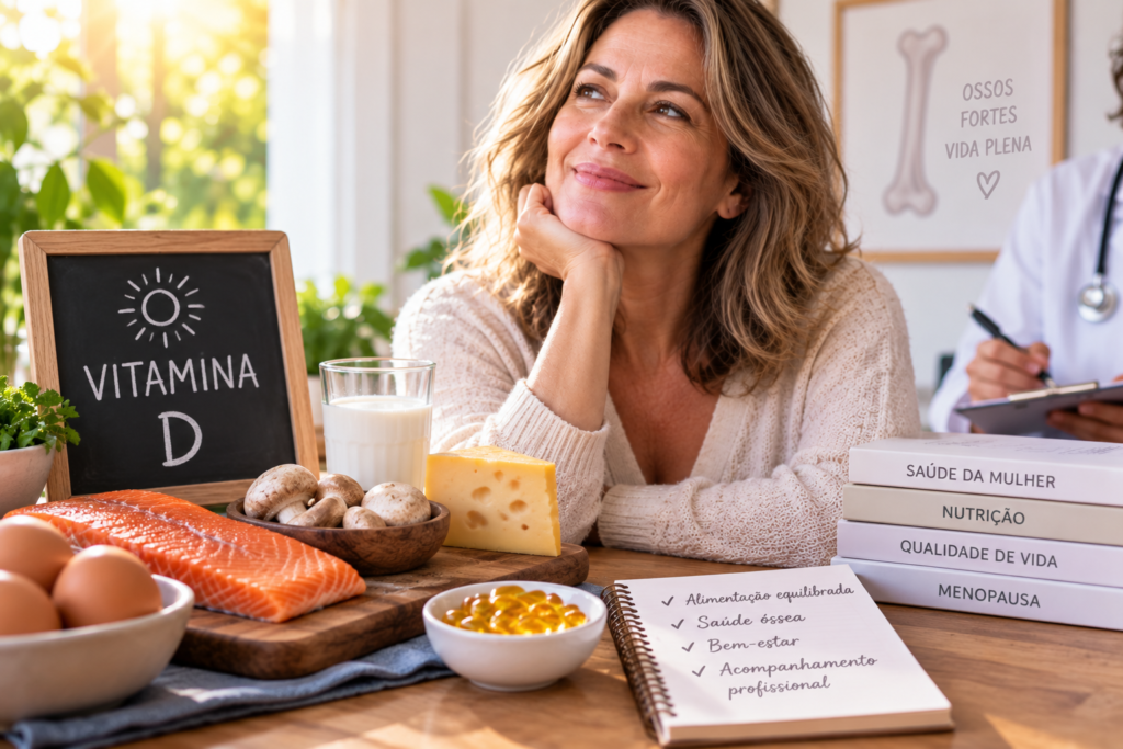 Vitamina D e alimentos relacionados à saúde óssea durante a perimenopausa e menopausa